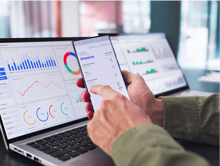 A person is looking at the screen of their phone.