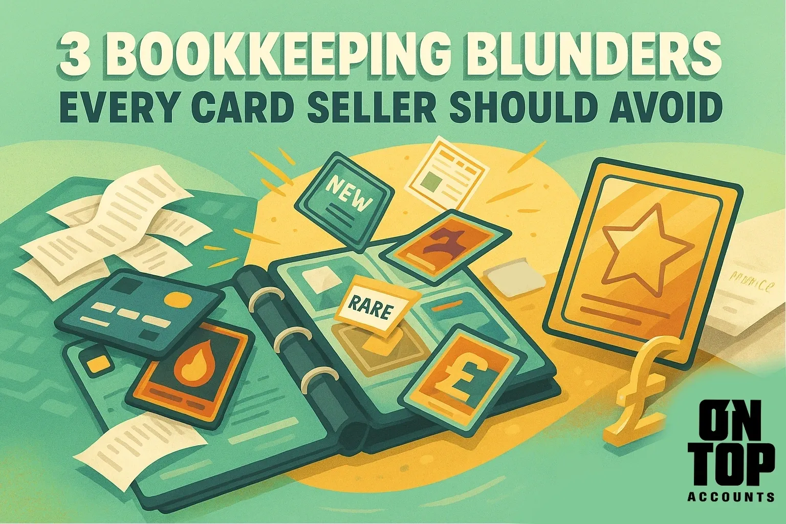 Bookkeeping tips for card sellers illustration.