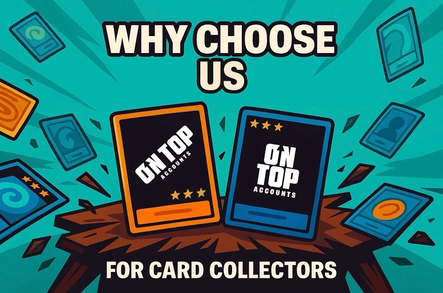 Card collection advertisement with two card designs.