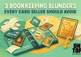 Bookkeeping tips for card sellers illustration.
