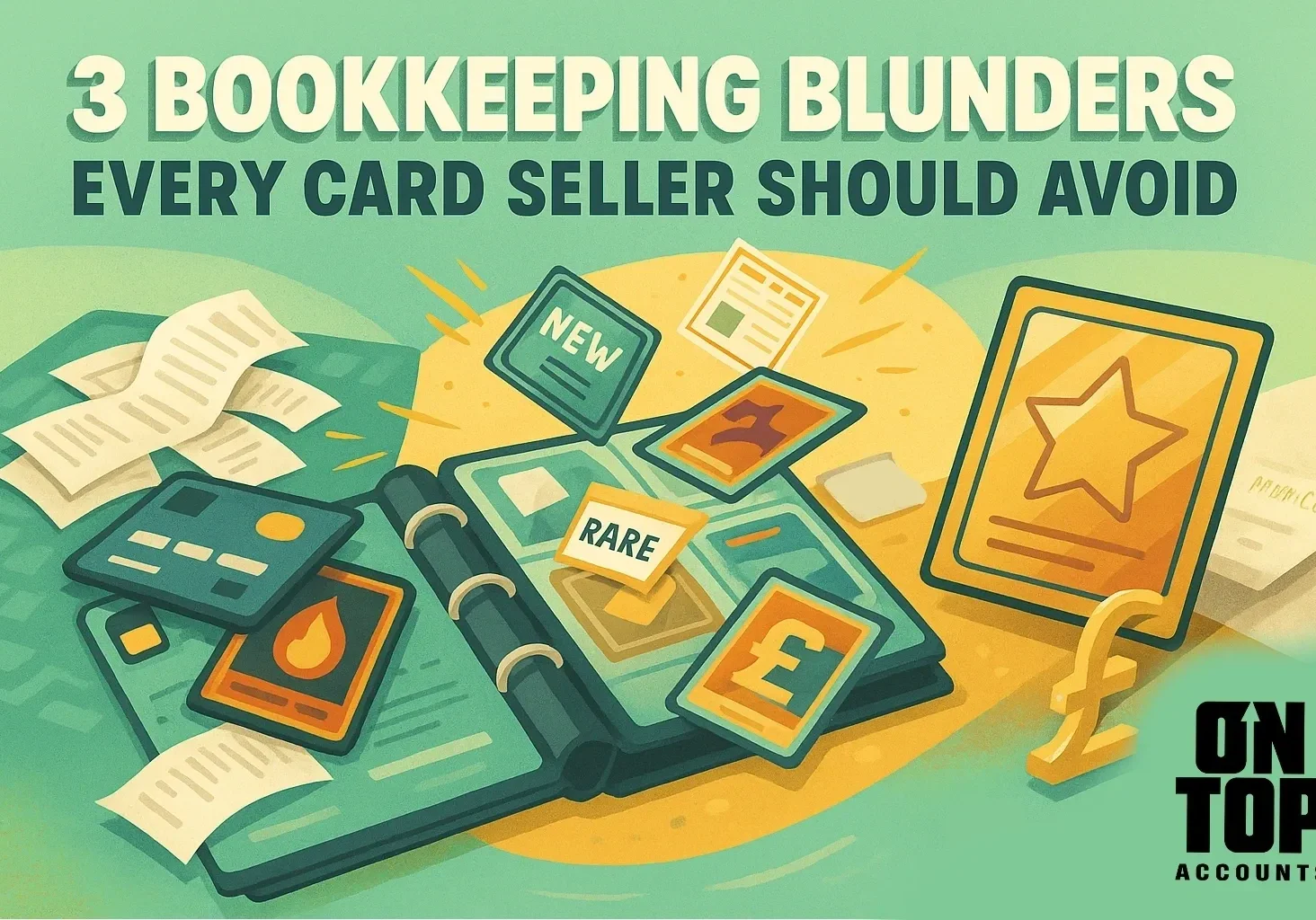 Bookkeeping tips for card sellers illustration.