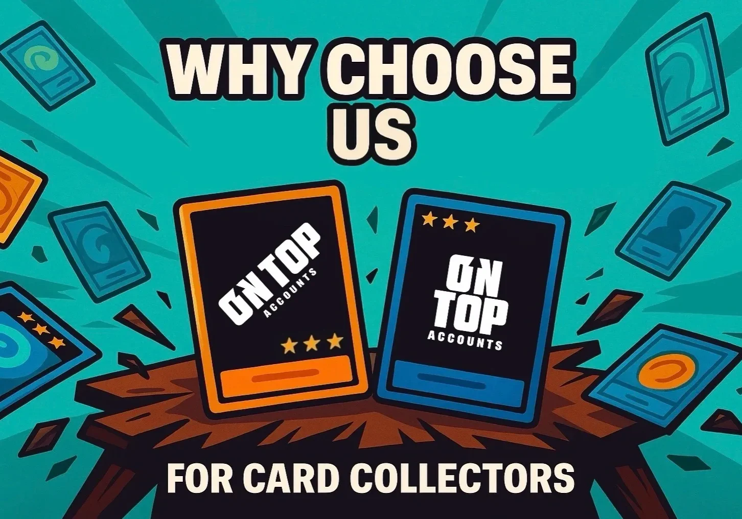 Card collection advertisement with two card designs.